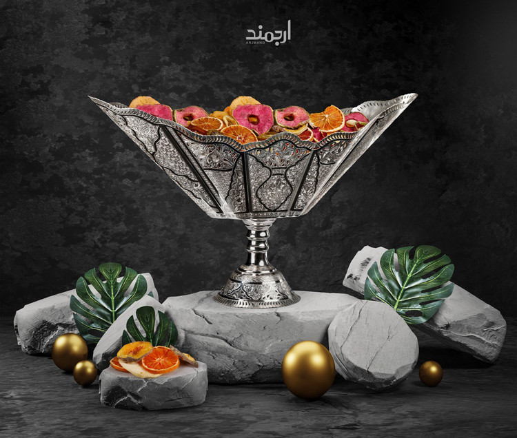 کشکول نقره قلمزنی تبریز مدل قایقی