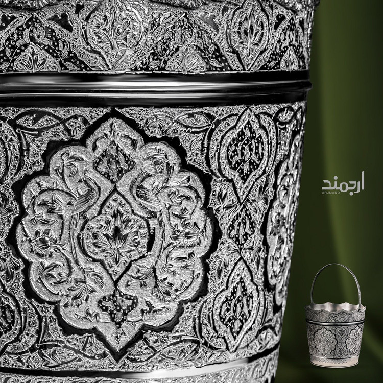 سطل نقره قلمزنی اصفهان مدل دستهدار